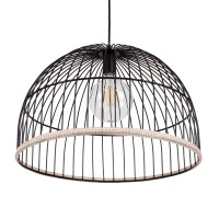 GLOBOSTAR® NEVIS 00681 Μοντέρνο Κρεμαστό Φωτιστικό Οροφής με Ντουί 1 x E27 AC 220-240V IP20 - Μαύρο & Μπεζ - Μ49 x Π49 x Υ34.5cm