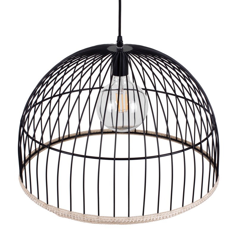 GLOBOSTAR® NEVIS 00681 Μοντέρνο Κρεμαστό Φωτιστικό Οροφής με Ντουί 1 x E27 AC 220-240V IP20 - Μαύρο & Μπεζ - Μ49 x Π49 x Υ34.5cm
