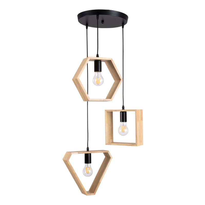 GLOBOSTAR® ELISE 00683 Μοντέρνο Κρεμαστό Φωτιστικό Οροφής με Ντουί 3 x E27 AC 220-240V IP20 - Μπεζ & Μαύρο - Μ55 x Π55 x Υ130cm