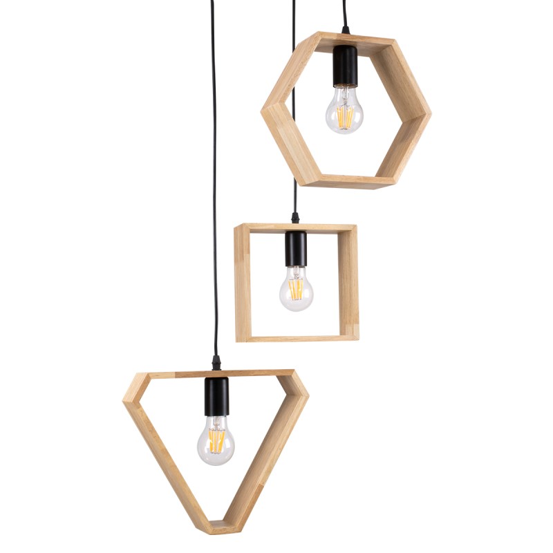 GLOBOSTAR® ELISE 00683 Μοντέρνο Κρεμαστό Φωτιστικό Οροφής με Ντουί 3 x E27 AC 220-240V IP20 - Μπεζ & Μαύρο - Μ55 x Π55 x Υ130cm