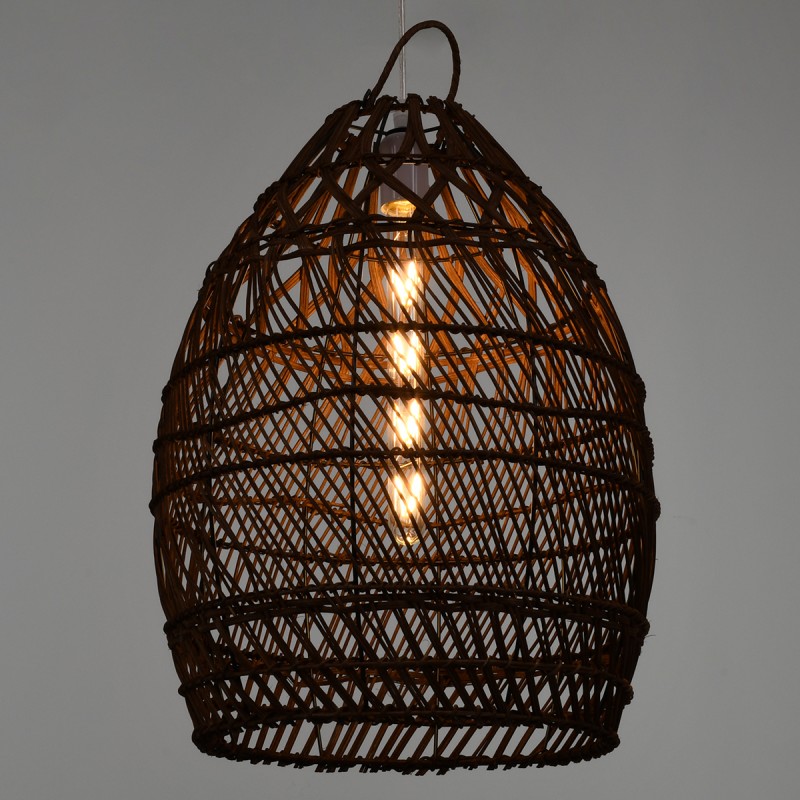 GLOBOSTAR® TAHITI 00711 Boho Κρεμαστό Φωτιστικό Οροφής με Ντουί 1 x E27 AC 220-240V IP20 - Καφέ - Μ38 x Π38 x Υ50cm