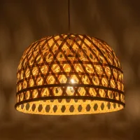 GLOBOSTAR® MANGEA 00716 Boho Κρεμαστό Φωτιστικό Οροφής με Ντουί 1 x E27 AC 220-240V IP20 - Μπεζ - Μ50 x Π50 x Υ35cm