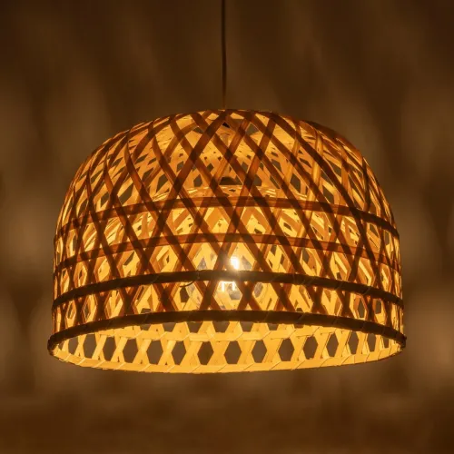 GLOBOSTAR® MANGEA 00716 Boho Κρεμαστό Φωτιστικό Οροφής με Ντουί 1 x E27 AC 220-240V IP20 - Μπεζ - Μ50 x Π50 x Υ35cm