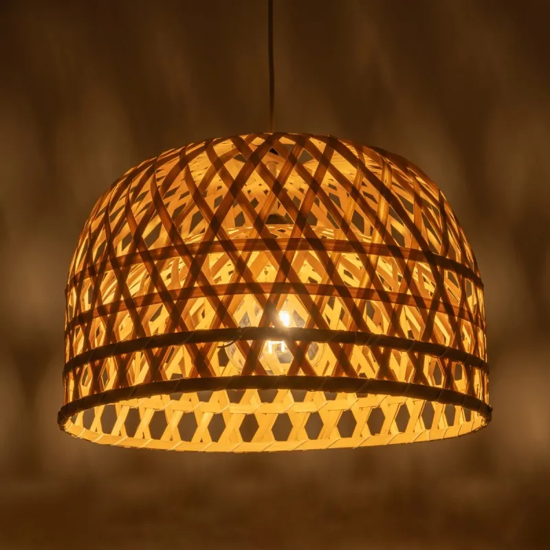 GLOBOSTAR® MANGEA 00716 Boho Κρεμαστό Φωτιστικό Οροφής με Ντουί 1 x E27 AC 220-240V IP20 - Μπεζ - Μ50 x Π50 x Υ35cm