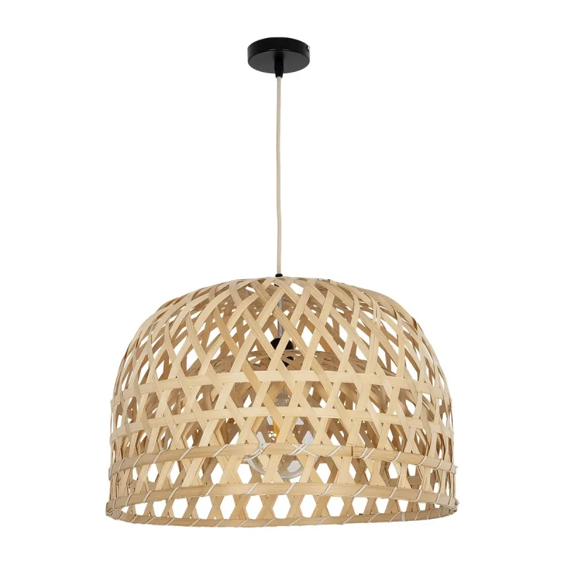 GLOBOSTAR® MANGEA 00716 Boho Κρεμαστό Φωτιστικό Οροφής με Ντουί 1 x E27 AC 220-240V IP20 - Μπεζ - Μ50 x Π50 x Υ35cm
