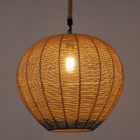 GLOBOSTAR® SIMON 00727 Boho Κρεμαστό Φωτιστικό Οροφής με Ντουί 1 x E27 AC 220-240V IP20 - Μπεζ & Μπλε - Μ50 x Π50 x Y47cm