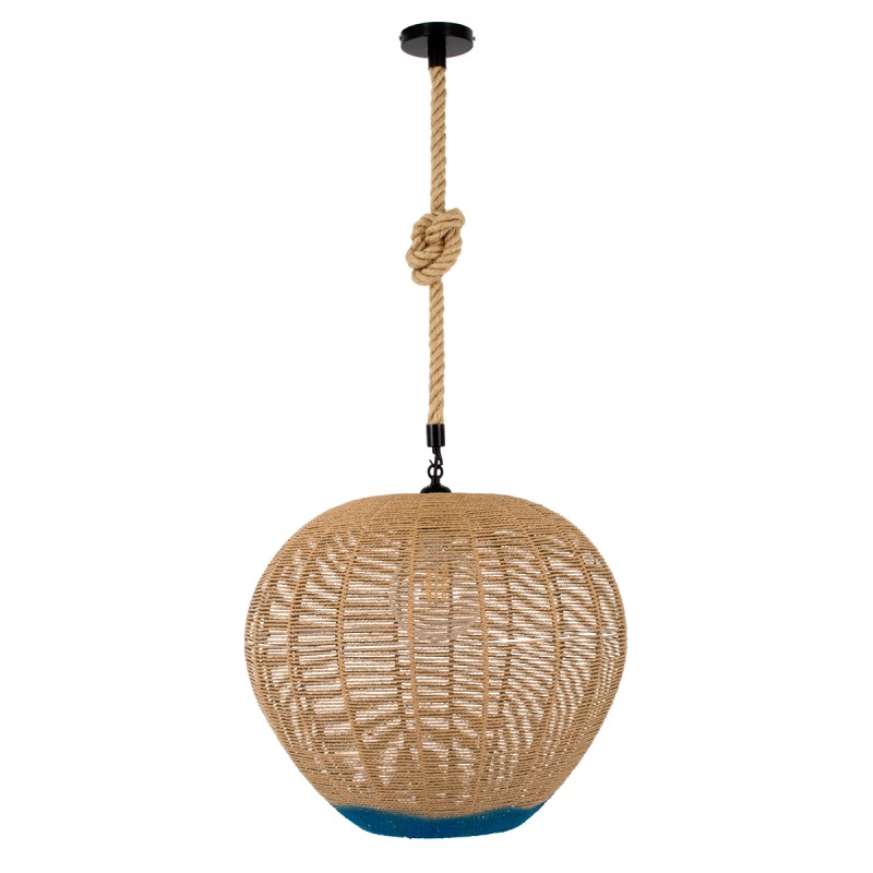 GLOBOSTAR® SIMON 00727 Boho Κρεμαστό Φωτιστικό Οροφής με Ντουί 1 x E27 AC 220-240V IP20 - Μπεζ & Μπλε - Μ50 x Π50 x Y47cm