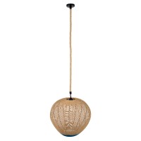 GLOBOSTAR® SIMON 00727 Boho Κρεμαστό Φωτιστικό Οροφής με Ντουί 1 x E27 AC 220-240V IP20 - Μπεζ & Μπλε - Μ50 x Π50 x Y47cm