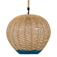 GLOBOSTAR® SIMON 00727 Boho Κρεμαστό Φωτιστικό Οροφής με Ντουί 1 x E27 AC 220-240V IP20 - Μπεζ & Μπλε - Μ50 x Π50 x Y47cm