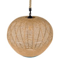GLOBOSTAR® SIMON 00727 Boho Κρεμαστό Φωτιστικό Οροφής με Ντουί 1 x E27 AC 220-240V IP20 - Μπεζ & Μπλε - Μ50 x Π50 x Y47cm
