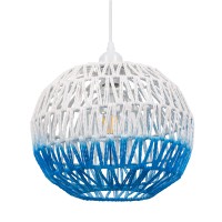 GLOBOSTAR® SANTOR 00728 Boho Κρεμαστό Φωτιστικό Οροφής με Ντουί 1 x E27 AC 220-240V IP20 - Λευκό & Μπλε - Μ30 x Π30 x Υ30cm