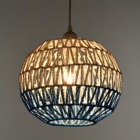 GLOBOSTAR® SANTOR 00728 Boho Κρεμαστό Φωτιστικό Οροφής με Ντουί 1 x E27 AC 220-240V IP20 - Λευκό & Μπλε - Μ30 x Π30 x Υ30cm