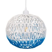 GLOBOSTAR® SANTOR 00728 Boho Κρεμαστό Φωτιστικό Οροφής με Ντουί 1 x E27 AC 220-240V IP20 - Λευκό & Μπλε - Μ30 x Π30 x Υ30cm