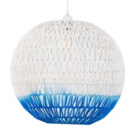 GLOBOSTAR® SANTOR 00729 Boho Κρεμαστό Φωτιστικό Οροφής με Ντουί 1 x E27 AC 220-240V IP20 - Λευκό & Μπλε - Μ50 x Π50 x Y50cm