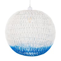 GLOBOSTAR® SANTOR 00729 Boho Κρεμαστό Φωτιστικό Οροφής με Ντουί 1 x E27 AC 220-240V IP20 - Λευκό & Μπλε - Μ50 x Π50 x Y50cm