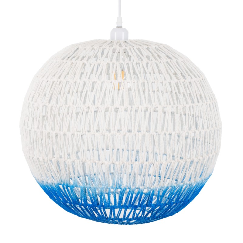 GLOBOSTAR® SANTOR 00729 Boho Κρεμαστό Φωτιστικό Οροφής με Ντουί 1 x E27 AC 220-240V IP20 - Λευκό & Μπλε - Μ50 x Π50 x Y50cm