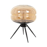GLOBOSTAR® JAVAN 00737 Μοντέρνο Επιτραπέζιο Φωτιστικό Πορτατίφ με Ντουί 1 x E27 AC 220-240V IP20 - Μελί & Μαύρο - Μ30 x Π30 x Y19cm