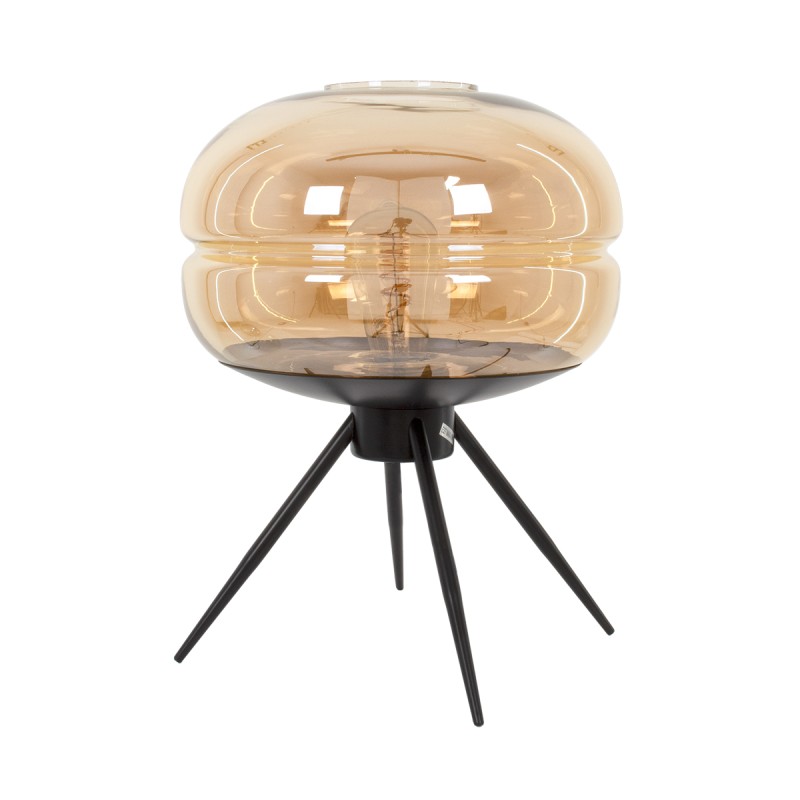 GLOBOSTAR® JAVAN 00737 Μοντέρνο Επιτραπέζιο Φωτιστικό Πορτατίφ με Ντουί 1 x E27 AC 220-240V IP20 - Μελί & Μαύρο - Μ30 x Π30 x Y19cm