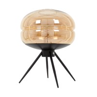 GLOBOSTAR® JAVAN 00737 Μοντέρνο Επιτραπέζιο Φωτιστικό Πορτατίφ με Ντουί 1 x E27 AC 220-240V IP20 - Μελί & Μαύρο - Μ30 x Π30 x Y19cm