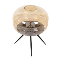 GLOBOSTAR® JAVAN 00737 Μοντέρνο Επιτραπέζιο Φωτιστικό Πορτατίφ με Ντουί 1 x E27 AC 220-240V IP20 - Μελί & Μαύρο - Μ30 x Π30 x Y19cm