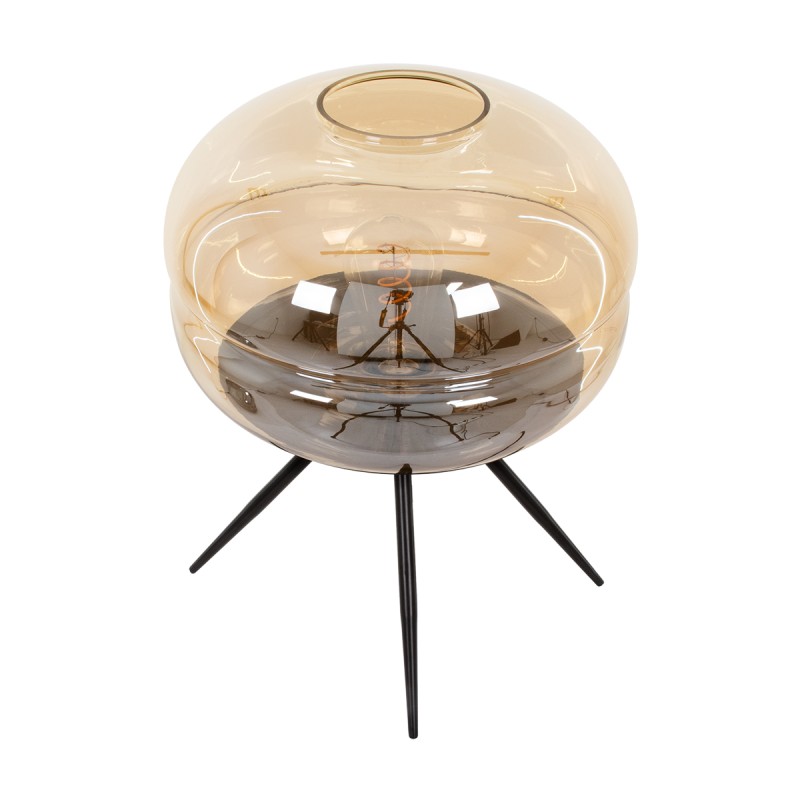 GLOBOSTAR® JAVAN 00737 Μοντέρνο Επιτραπέζιο Φωτιστικό Πορτατίφ με Ντουί 1 x E27 AC 220-240V IP20 - Μελί & Μαύρο - Μ30 x Π30 x Y19cm