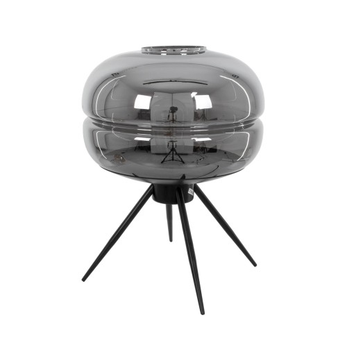 GLOBOSTAR® JAVAN 00738 Μοντέρνο Επιτραπέζιο Φωτιστικό Πορτατίφ με Ντουί 1 x E27 AC 220-240V IP20 - Μαύρο Φιμέ & Μαύρο - Μ30 x Π30 x Y40cm