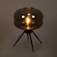 GLOBOSTAR® JAVAN 00738 Μοντέρνο Επιτραπέζιο Φωτιστικό Πορτατίφ με Ντουί 1 x E27 AC 220-240V IP20 - Μαύρο Φιμέ & Μαύρο - Μ30 x Π30 x Y19cm