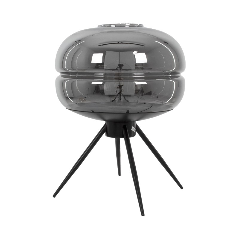 GLOBOSTAR® JAVAN 00738 Μοντέρνο Επιτραπέζιο Φωτιστικό Πορτατίφ με Ντουί 1 x E27 AC 220-240V IP20 - Μαύρο Φιμέ & Μαύρο - Μ30 x Π30 x Y19cm