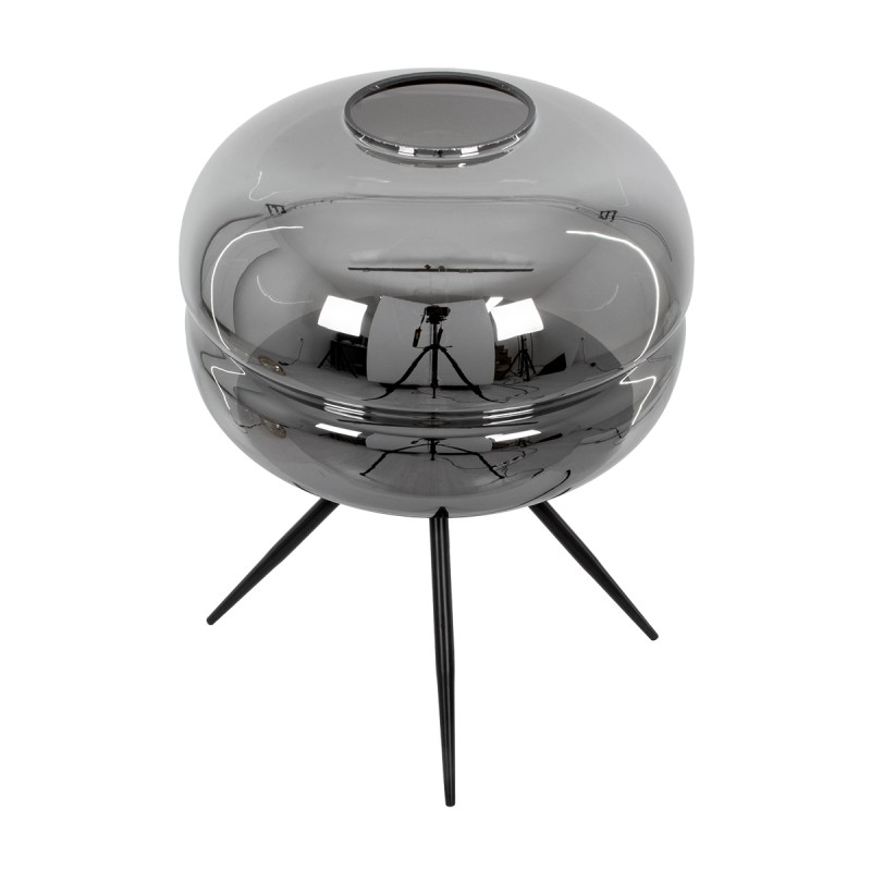 GLOBOSTAR® JAVAN 00738 Μοντέρνο Επιτραπέζιο Φωτιστικό Πορτατίφ με Ντουί 1 x E27 AC 220-240V IP20 - Μαύρο Φιμέ & Μαύρο - Μ30 x Π30 x Y19cm