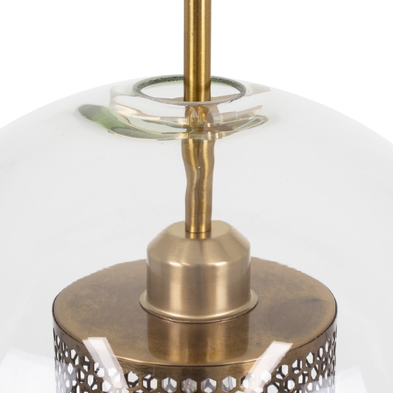 GLOBOSTAR® AVERY 00740 Μοντέρνο Κρεμαστό Φωτιστικό Οροφής με Ντουί 1 x E27 AC 220-240V IP20 - Διάφανο & Χρυσό - Μ30 x Π30 x Υ48cm