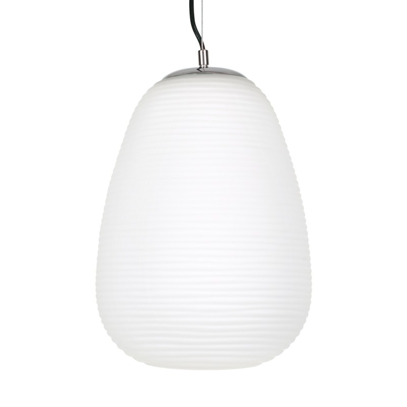 GLOBOSTAR® FREYA 00745 Μοντέρνο Κρεμαστό Φωτιστικό Οροφής με Ντουί 1 x E27 AC 220-240V IP20 - Λευκό & Ασημί - Μ24 x Π24 x Υ35cm