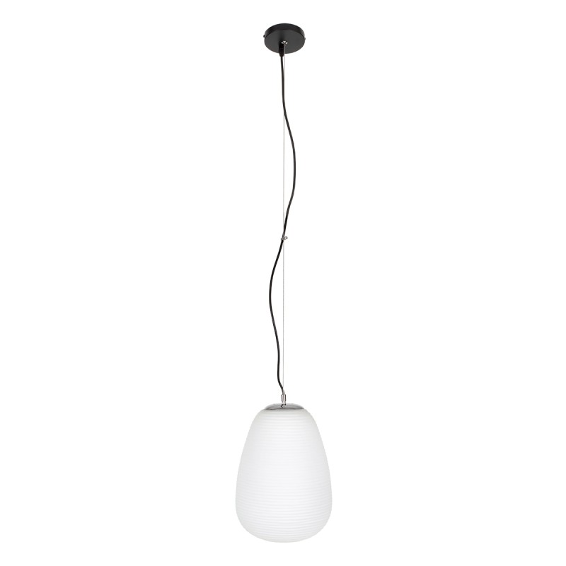 GLOBOSTAR® FREYA 00745 Μοντέρνο Κρεμαστό Φωτιστικό Οροφής με Ντουί 1 x E27 AC 220-240V IP20 - Λευκό & Ασημί - Μ24 x Π24 x Υ35cm