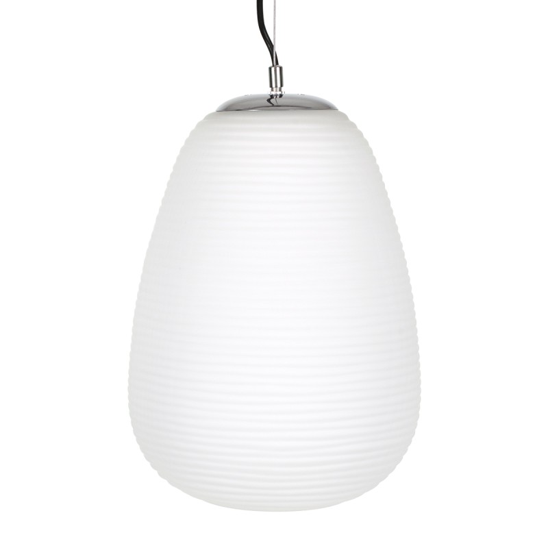 GLOBOSTAR® FREYA 00745 Μοντέρνο Κρεμαστό Φωτιστικό Οροφής με Ντουί 1 x E27 AC 220-240V IP20 - Λευκό & Ασημί - Μ24 x Π24 x Υ35cm