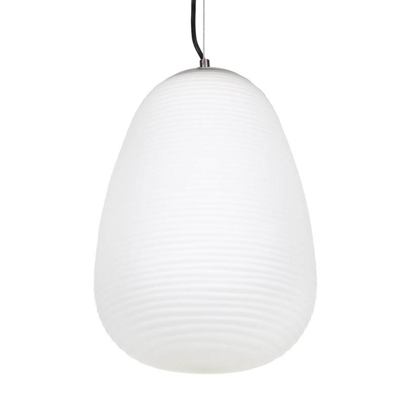 GLOBOSTAR® FREYA 00745 Μοντέρνο Κρεμαστό Φωτιστικό Οροφής με Ντουί 1 x E27 AC 220-240V IP20 - Λευκό & Ασημί - Μ24 x Π24 x Υ35cm