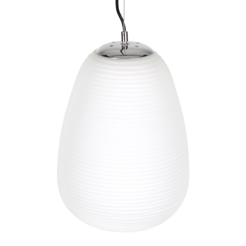 GLOBOSTAR® FREYA 00745 Μοντέρνο Κρεμαστό Φωτιστικό Οροφής με Ντουί 1 x E27 AC 220-240V IP20 - Λευκό & Ασημί - Μ24 x Π24 x Υ35cm