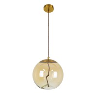 GLOBOSTAR® AXTON 00748 Μοντέρνο Κρεμαστό Φωτιστικό Οροφής LED 5W 500lm 180° AC 220-240V IP20 Θερμό Λευκό 2700K - Sanan SMD Chip - Χρυσό & Μελί - Μ30 x Π30 x Υ30cm - 2 Xρόνια Εγγύηση