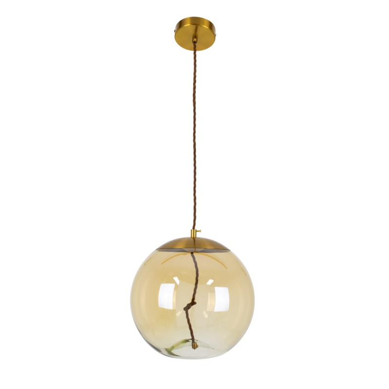 GLOBOSTAR® AXTON 00748 Μοντέρνο Κρεμαστό Φωτιστικό Οροφής LED 5W 500lm 180° AC 220-240V IP20 Θερμό Λευκό 2700K - Sanan SMD Chip - Χρυσό & Μελί - Μ30 x Π30 x Υ30cm - 2 Xρόνια Εγγύηση