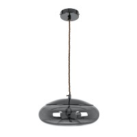 GLOBOSTAR® AXTON 00751 Μοντέρνο Κρεμαστό Φωτιστικό Οροφής LED 5W 500lm 180° AC 220-240V IP20 Θερμό Λευκό 2700K - Sanan SMD Chip - Μαύρο & Μαύρο Φιμέ - Μ30 x Π30 x Υ15cm - 2 Xρόνια Εγγύηση