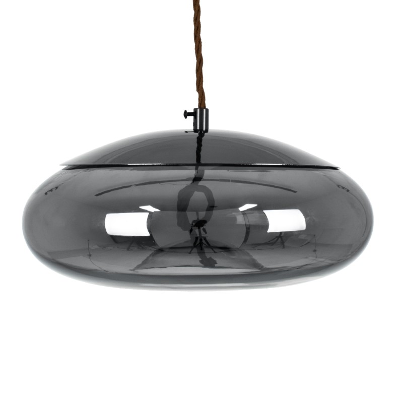 GLOBOSTAR® AXTON 00751 Μοντέρνο Κρεμαστό Φωτιστικό Οροφής LED 5W 500lm 180° AC 220-240V IP20 Θερμό Λευκό 2700K - Sanan SMD Chip - Μαύρο & Μαύρο Φιμέ - Μ30 x Π30 x Υ15cm - 2 Xρόνια Εγγύηση