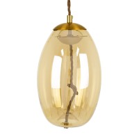 GLOBOSTAR® ΑΧΤΟΝ 00754 Μοντέρνο Κρεμαστό Φωτιστικό Οροφής LED 7W 500lm 180° AC 220-240V IP20 Θερμό Λευκό 2700K - Sanan SMD Chip - Μελί & Χρυσό - Μ17 x Π17 x Υ18cm - 2 Χρόνια Εγγύηση