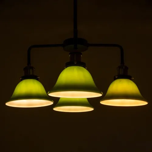 GLOBOSTAR® LIBRARY 00769 Vintage Φωτιστικό Οροφής με Ντουί 4 x E27 AC 220-240V IP20 - Πράσινο & Χρυσό - Μ57 x Π57 x Υ90cm