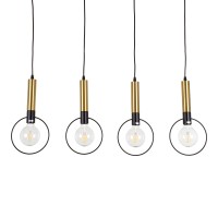 GLOBOSTAR® OLVERO 00775 Μοντέρνο Κρεμαστό Φωτιστικό Οροφής με Ντουί 4 x E27 AC 220-240V IP20 - Μαύρο & Χρυσό - Μ90 x Π18 x Y130cm
