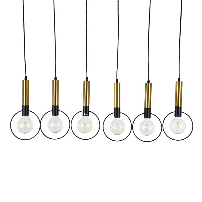 GLOBOSTAR® OLVERO 00776 Μοντέρνο Κρεμαστό Φωτιστικό Οροφής με Ντουί 6 x E27 AC 220-240V IP20 - Μαύρο & Χρυσό - Μ110 x Π18 x Y130cm