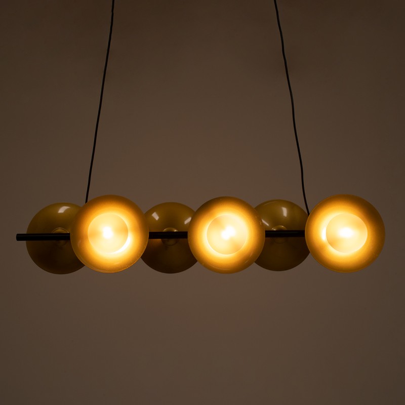 GLOBOSTAR® JOLIET 00783 Μοντέρνο Κρεμαστό Φωτιστικό Οροφής με Ντουί 6 x G9 AC 220-240V IP20 - Μαύρο & Χρυσό - Μ95 x Π28 x Υ20cm