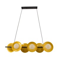 GLOBOSTAR® JOLIET 00783 Μοντέρνο Κρεμαστό Φωτιστικό Οροφής με Ντουί 6 x G9 AC 220-240V IP20 - Μαύρο & Χρυσό - Μ95 x Π28 x Υ20cm