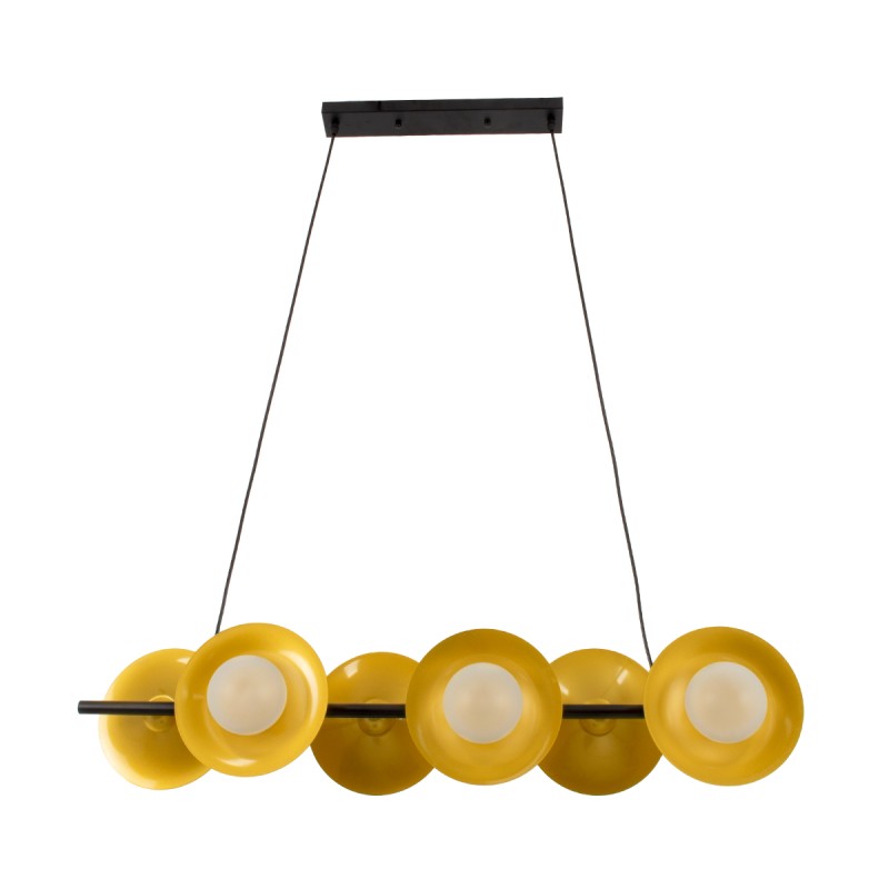 GLOBOSTAR® JOLIET 00783 Μοντέρνο Κρεμαστό Φωτιστικό Οροφής με Ντουί 6 x G9 AC 220-240V IP20 - Μαύρο & Χρυσό - Μ95 x Π28 x Υ20cm