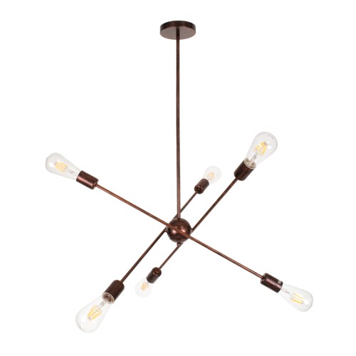 GLOBOSTAR® ZANE 00785 Μοντέρνο Φωτιστικό Οροφής με Ντουί 6 x E27 AC 220-240V IP20 - Χάλκινο - Μ70 x Π70 x Υ100cm
