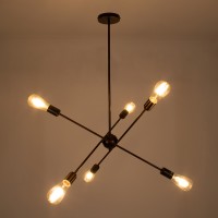 GLOBOSTAR® ZANE 00785 Μοντέρνο Φωτιστικό Οροφής με Ντουί 6 x E27 AC 220-240V IP20 - Χάλκινο - Μ70 x Π70 x Υ100cm