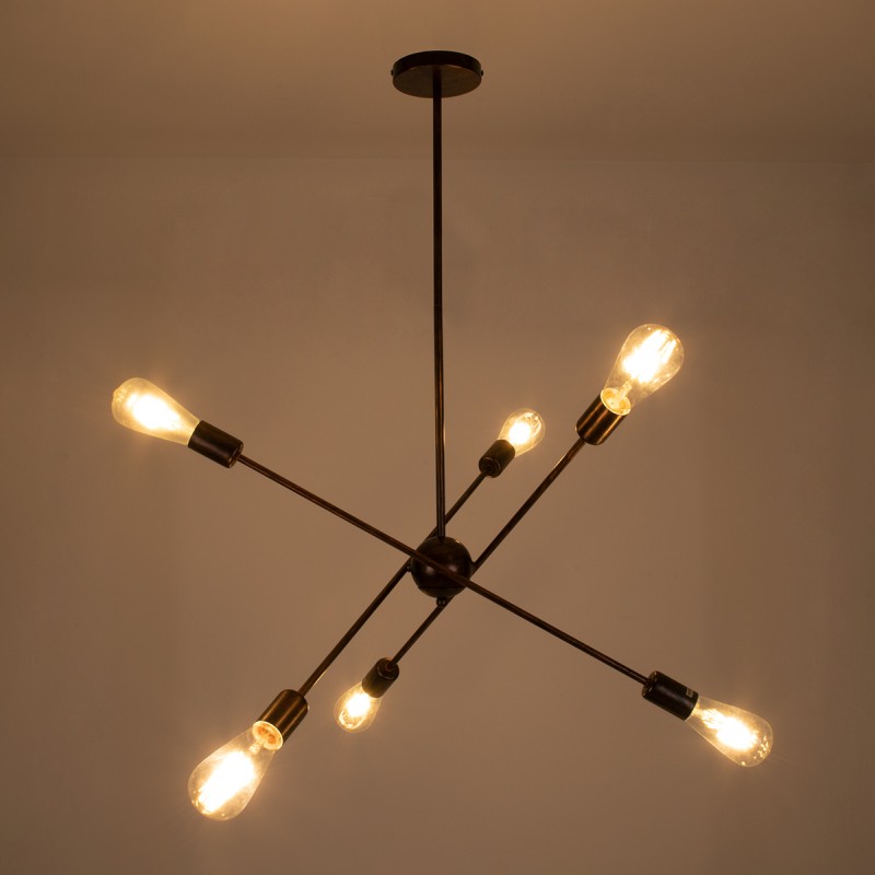 GLOBOSTAR® ZANE 00785 Μοντέρνο Φωτιστικό Οροφής με Ντουί 6 x E27 AC 220-240V IP20 - Χάλκινο - Μ70 x Π70 x Υ100cm