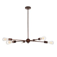 GLOBOSTAR® ZANE 00785 Μοντέρνο Φωτιστικό Οροφής με Ντουί 6 x E27 AC 220-240V IP20 - Χάλκινο - Μ70 x Π70 x Υ100cm